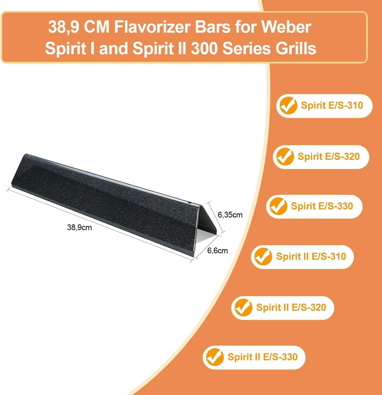 Weber Spirit Barre Aromatizzanti per Barbecue a Gas, Parti di Ricambio Smaltate per Spirit I II GS4 Serie 300 E310 E320