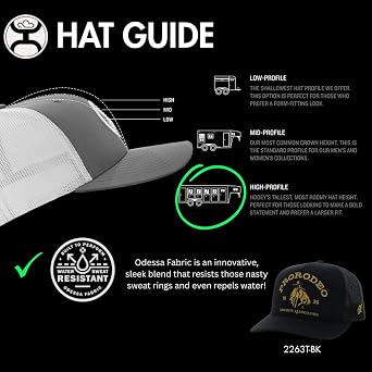 HOOEY ProRodeo Hat - Snapback Baseball Cap with Embroidered Logo, Adjustable 5-Panel Casual Western Hat with Rope Detail
