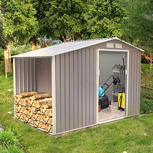 CONCEPT USINE - Abri de Jardin 5.31 m² Ventoux Gris - Cabane Extérieur en Metal avec Fondation - Atelier Rangement Outils et Vélos avec Abri Bûches en Acier Anti-Corrosion - Spacieux, Solide, Robuste