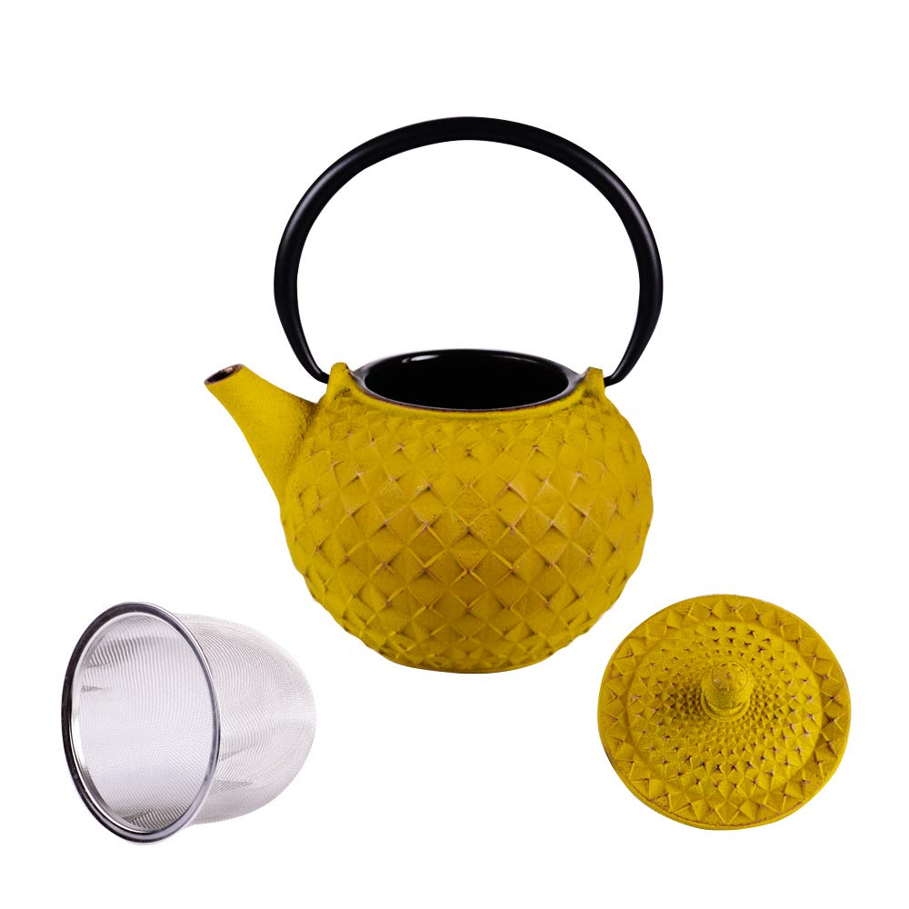 Trend'up - Théière en fonte 1 l avec fitre inox Octo jaune