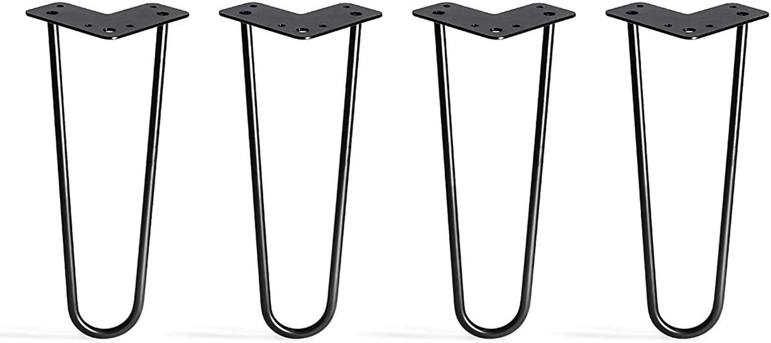 TEN49 Heavy Duty Hairpin Table Legs 12 Inch Industrial Black