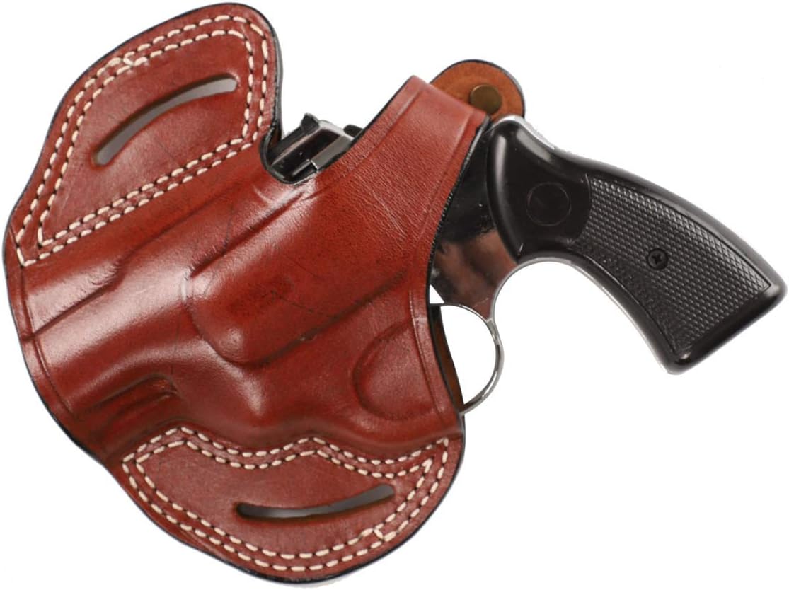Holster Premium Leather Thumb Break Belt Holster 2 inch for Revolver Colt Lawman MK III Right-Left Hand Black-Brown