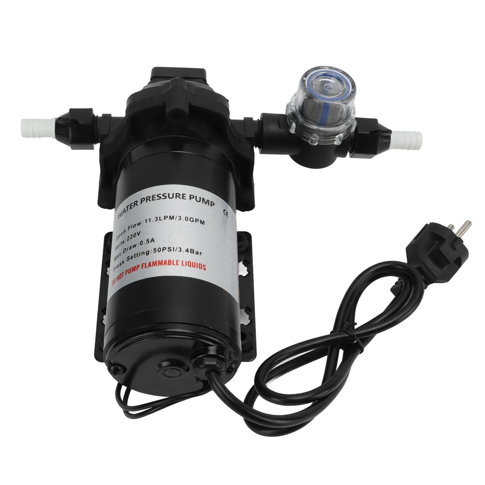 Pompe à Membrane à Eau, 220V 11.3LPM 50PSI Pompe à Membrane à Pression D'eau Auto-amor?ante pour Voiture, Camping-car, Yacht, Caravane, Bateau Marin