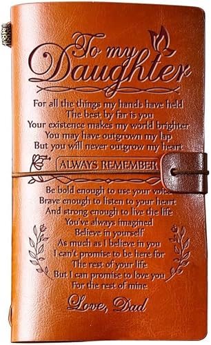 Daughter Gift from Dad, GIFTRRY to My Daughter Leather Journal, 140 Page Refillable Writing Journal, Graduation Birthday Gifts for Daughter from Dad, Father Daughter Gifts for Adults Daughter