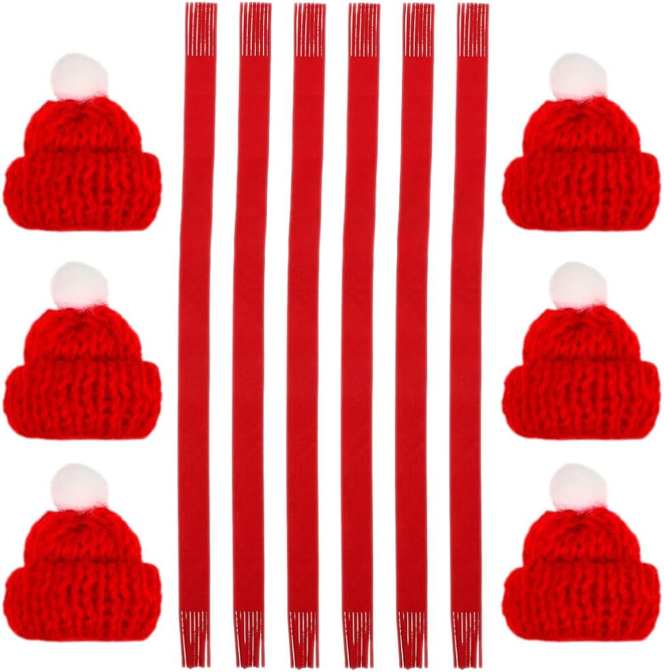 Hemoton 1set Mini Knit Hat Scarf Christmas Doll Accessories Cute Santa Bottle Supplies for Festive Decorations and Family Gatherings