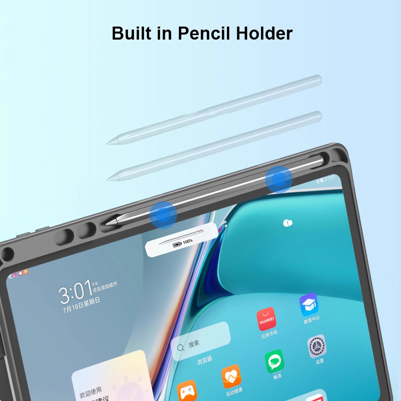 Etui z klawiaturą do Xiaomi Pad 6S Pro 12,4 cala 2024, 7 Kolorów Podświetlenia, Wbudowany Uchwyt Na Ołówek, Magnetyczna Odłączana Klawiatura Bezprzewodowa z Myszą Bluetooth,Pink 1