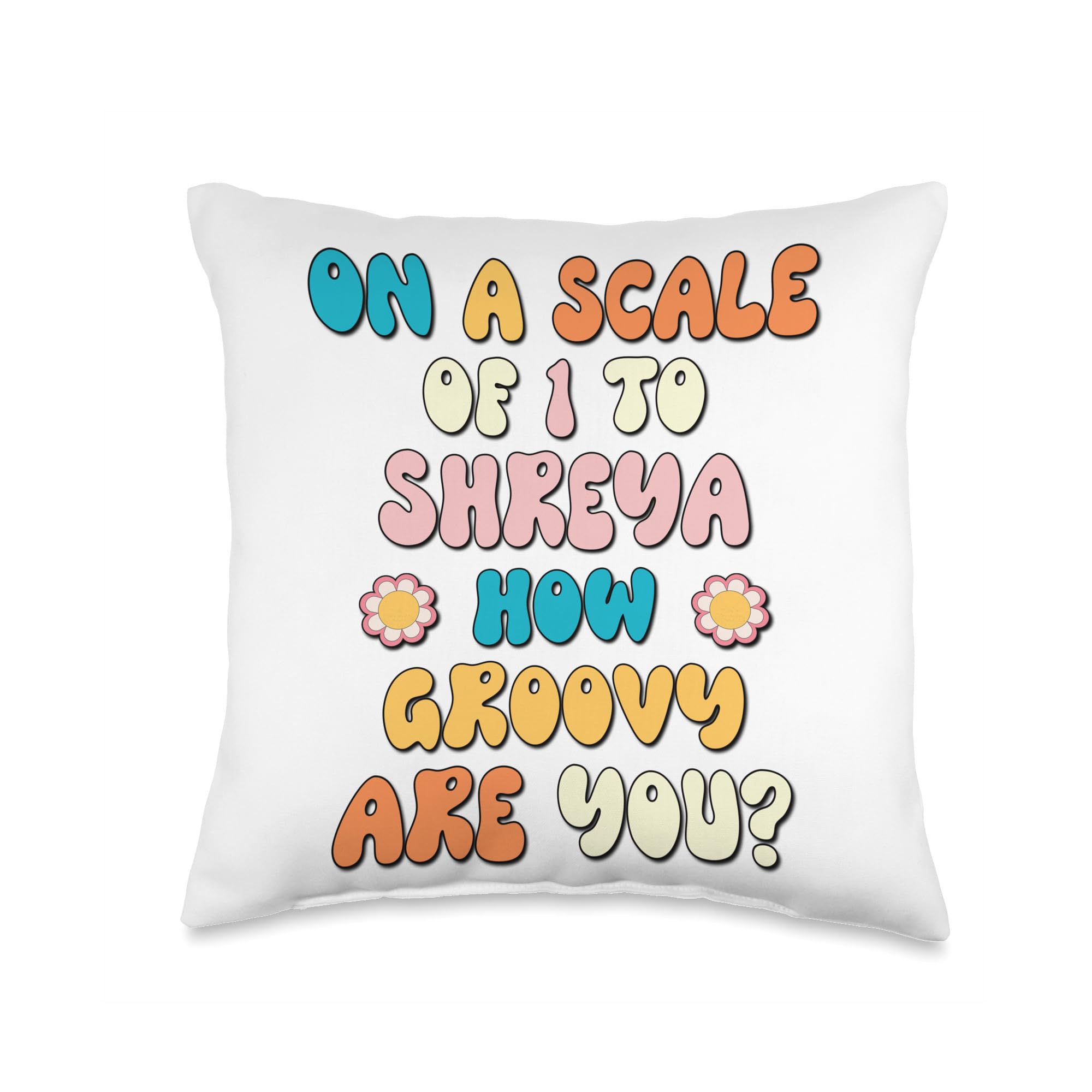 Cute Retro Girls Groovy Shreya Personalized Name Throw Pillow, 16x16, Multicolor
