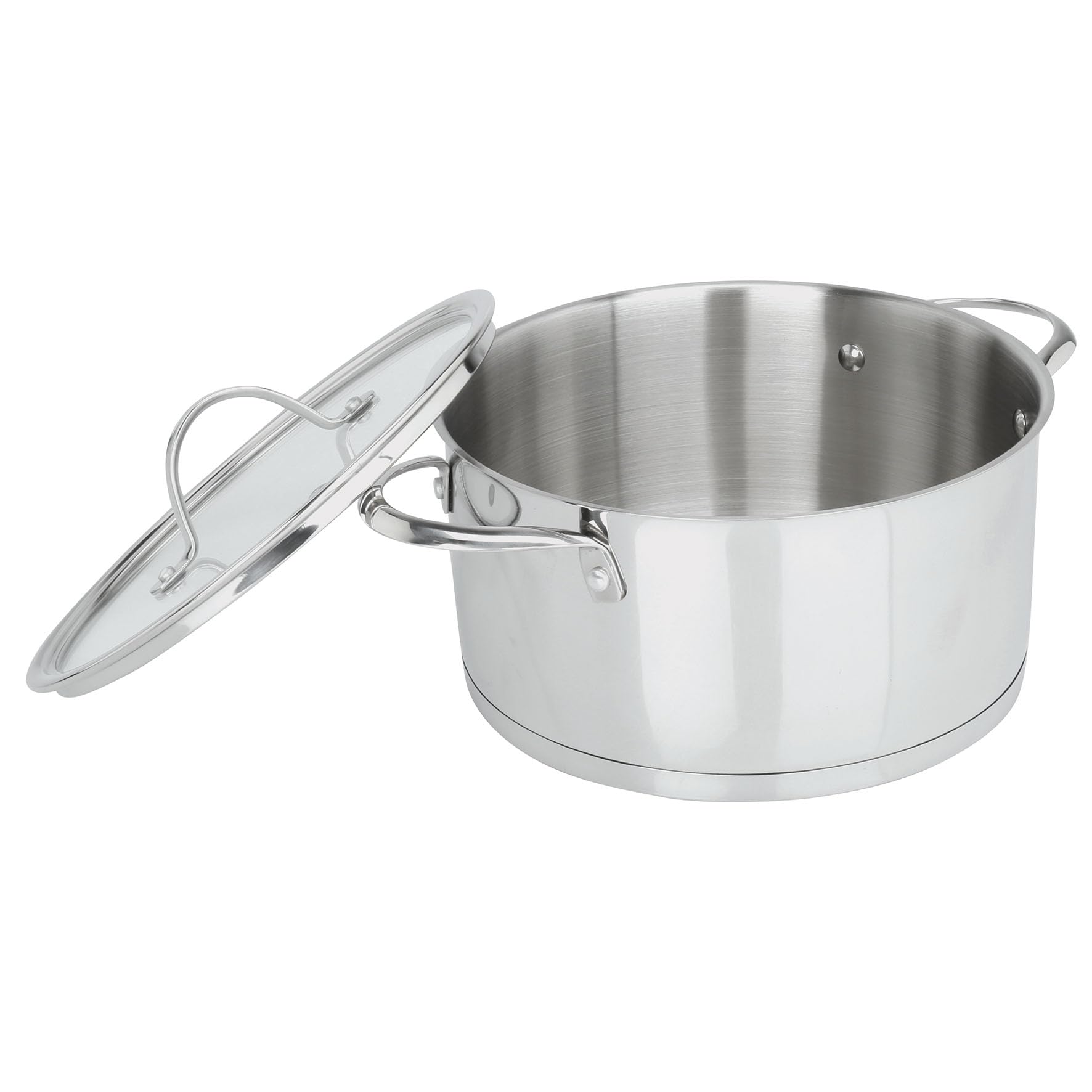 Sitram 711463, Faitout Charleston en acier inoxydable qualité professionnelle Ø 24 cm, H. 12 cm - Couvercle Vapeur en Verre inclus - tous feux dont induction, Argenté.