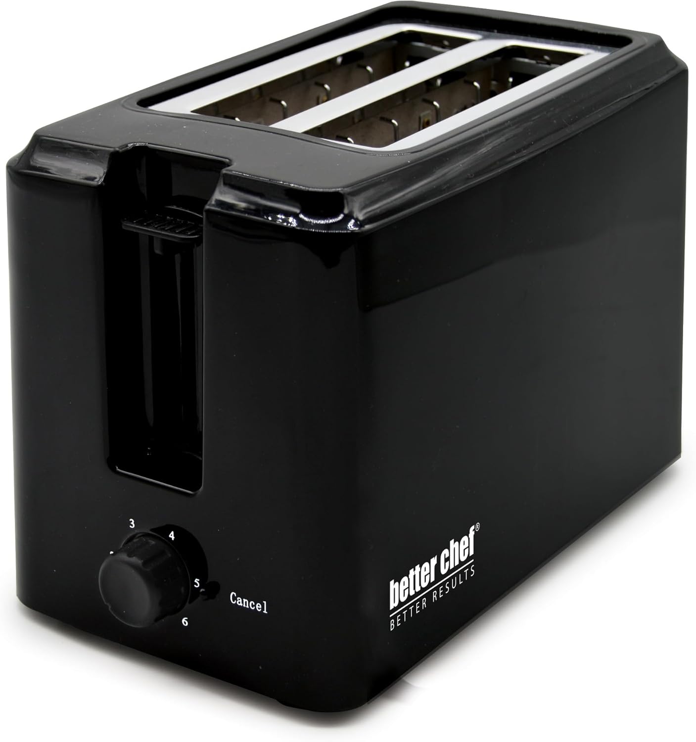 Better Chef Basic Simple Classic 2 Slice Toaster with Wide Slots | Cool Touch Exterior | Browning Level Knob | Crumb Tray (Black)
