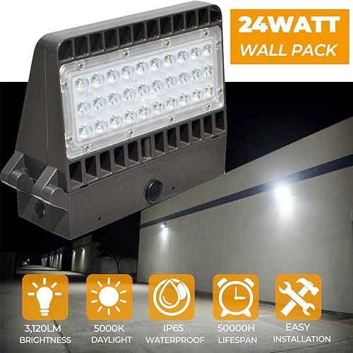 Miniatura 2 de Paquete de luz LED de pared de 24 W - Paquetes de pared de corte completo de 3120 lm - Lámpara de pared LED industrial comercial para exteriores -