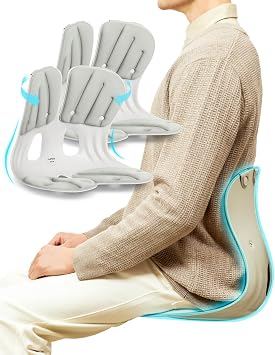 curble Grand 2 Pack Extra Wide Ergonomic Seat Support, Sit Straighter Without Effort, Passive Posture Trainer for Office, Home & Car Grey