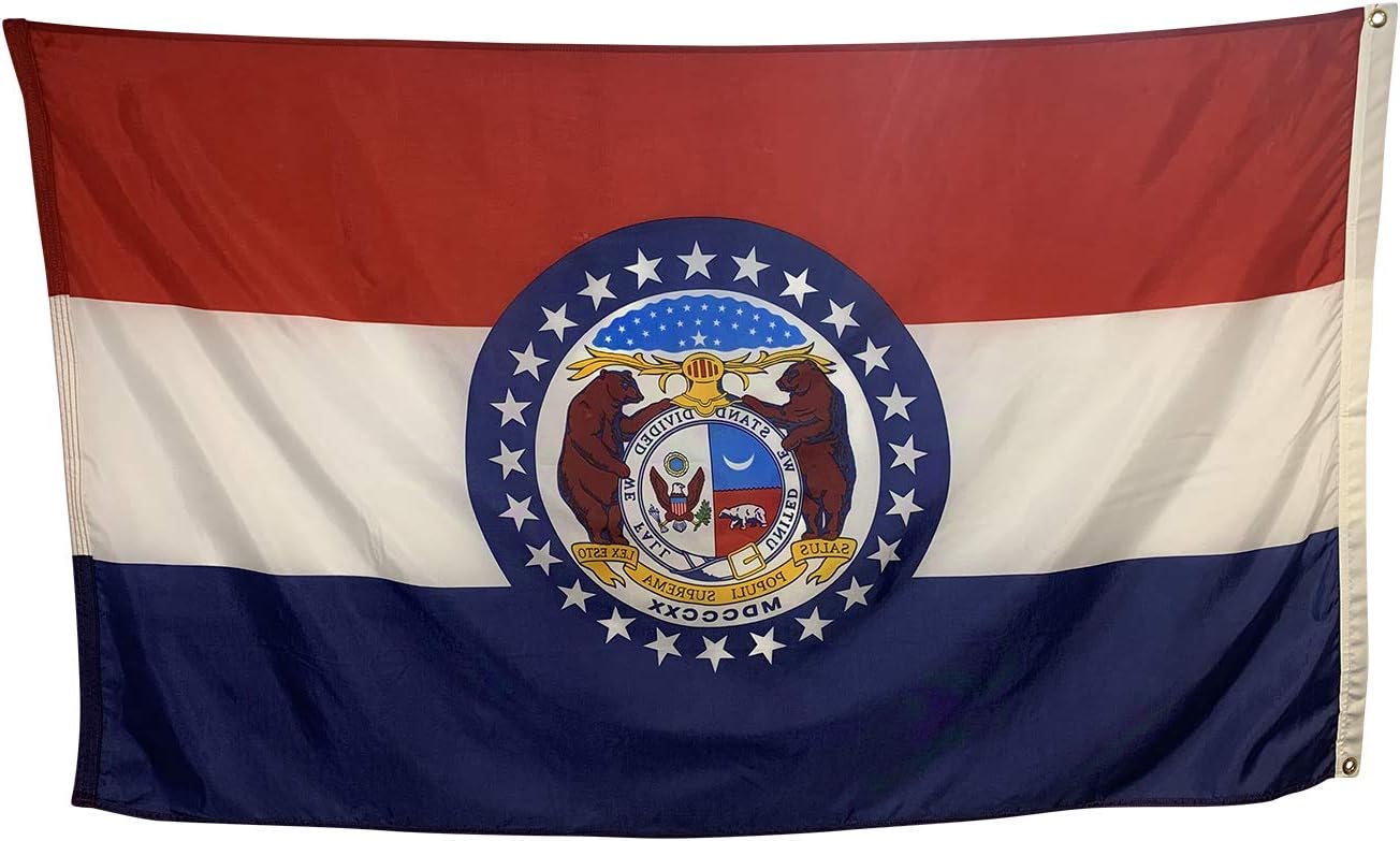 3x5’ Missouri State Flag - All Weather Nylon & Reinforced Fly End Stitching - Made in USA (3x5’)