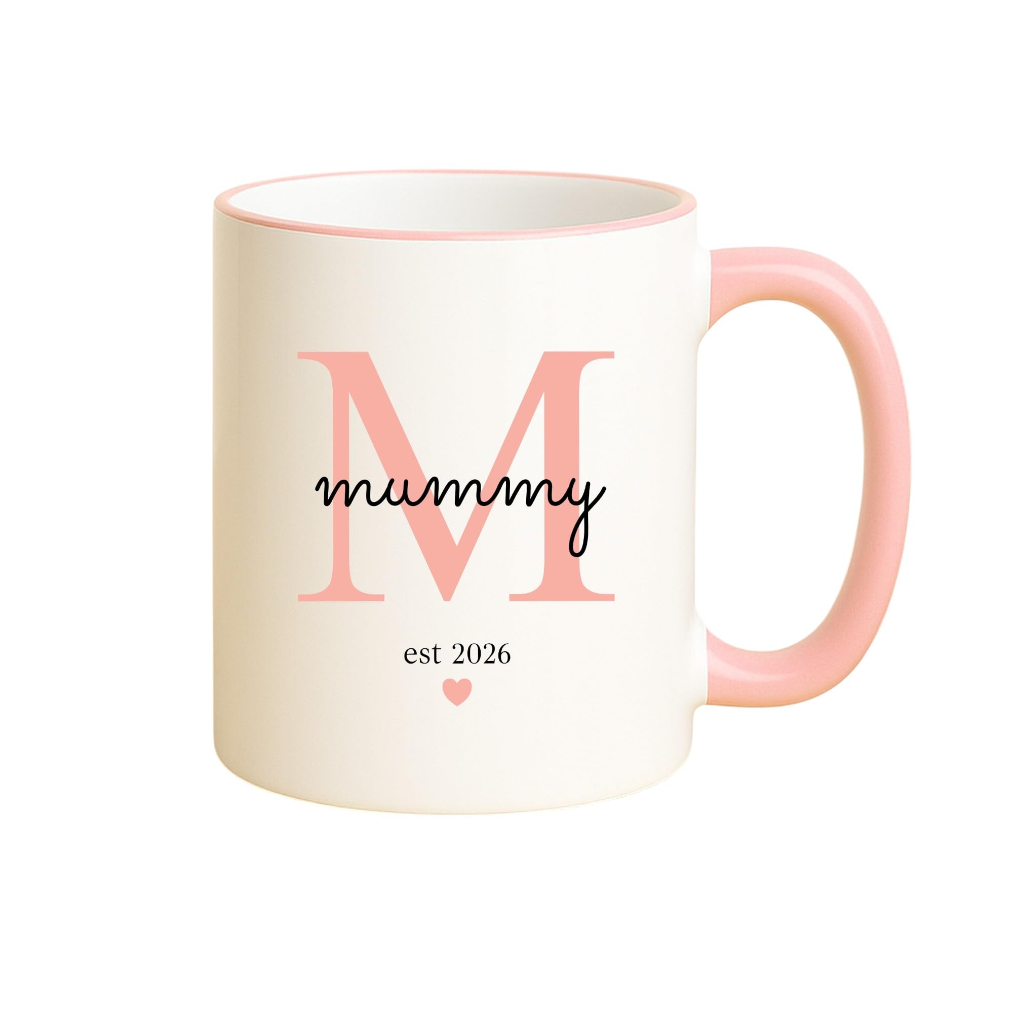 allaboutthebump Personalised Mummy & Daddy Est. Year Ceramic Mug Set – Custom Script Font Parents Mugs, New Baby Gift, Pregnancy Announcement, Mother’s Day & Father’s Day (Pink Mug: Mummy)
