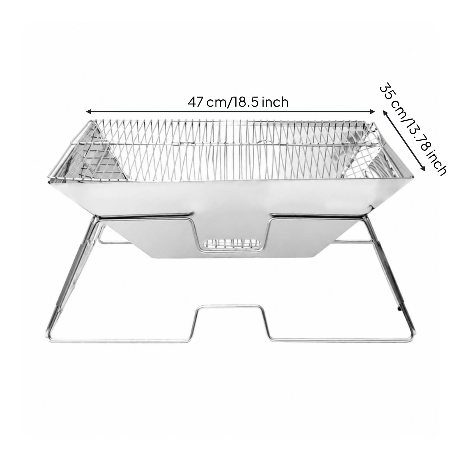 Milageto Parrilla Plegable Carbón Acero Inoxidable Compacta Parrilla Portátil con Rejilla Cocción Ligera Portátil Carbón para Camping, Fogatas