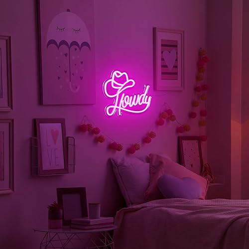 Miniatura 6 de Riakrum Howdy - Letrero de neón para decoración de pared, iluminación Y2k, luz de neón LED, estética, decoración de habitación de vaquera para