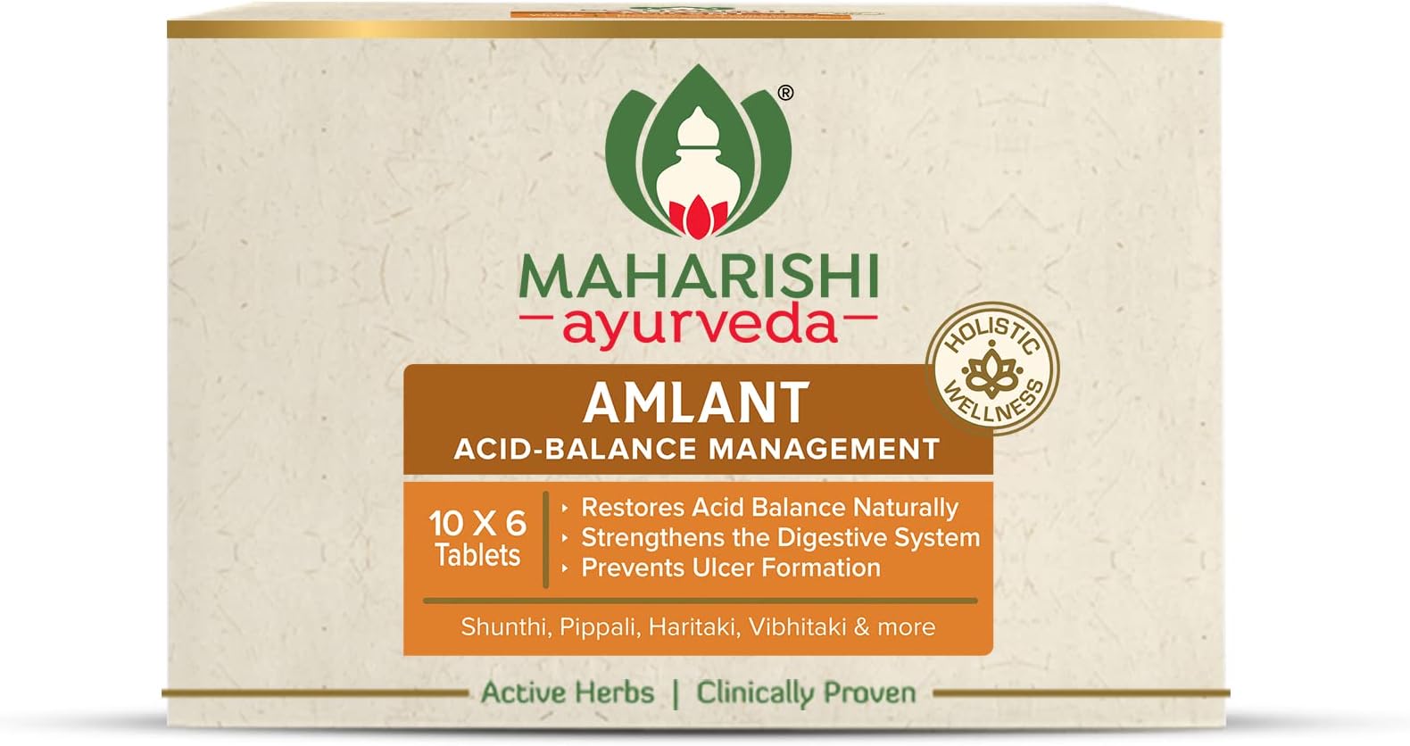 - Amlant For Acidity Heartburn Gas & Bloating, Strengthens Digestive System Helps in reducing Acidity Recurrence Quick Relief from Acidity Clinically Proven Enriched with Haritaki and other 14 other potent Herbs 60 Tablets Pack of 1