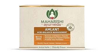 For Digestion and Acidity | Maharishi Ayurveda Amlant For Acidity Heartburn Gas & Bloating Strengthens Digestive System Helps in reducing Acidity Recurrence Quick Relief from Acidity Clinically Proven Enriched with Haritaki and other 14 other potent Herbs 60 Tablets Pack of 1