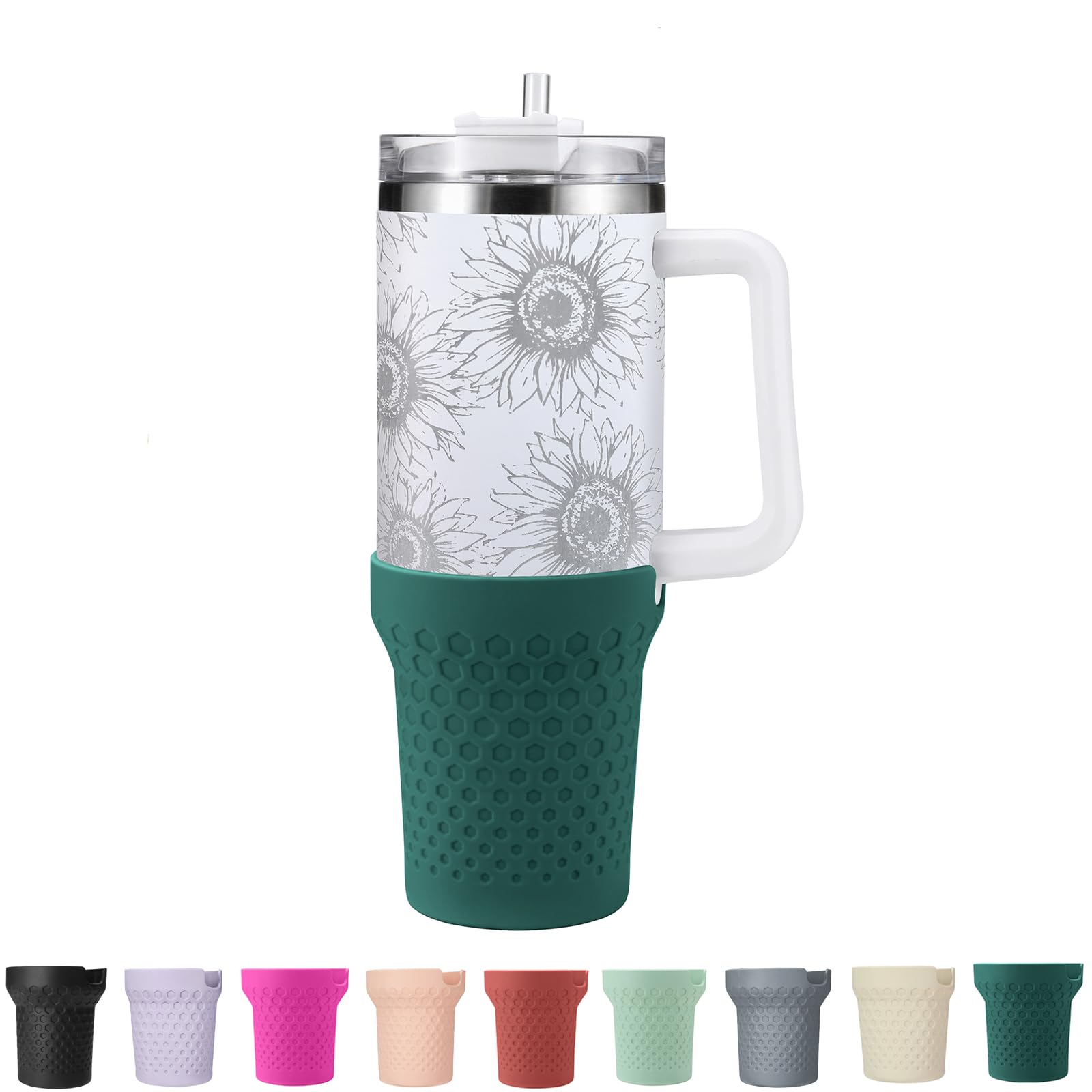 Uvafly Tall Silicone Boot For Stanley Cups - Protective Sleeve For 20oz/30oz/24oz Tumblers (Neon Green)