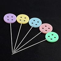 Vista 3 de 200 pines de cabeza plana, alfileres rectos, alfileres de costura para tela, cabezales de colores de botones, alfileres de acolchado, en caja