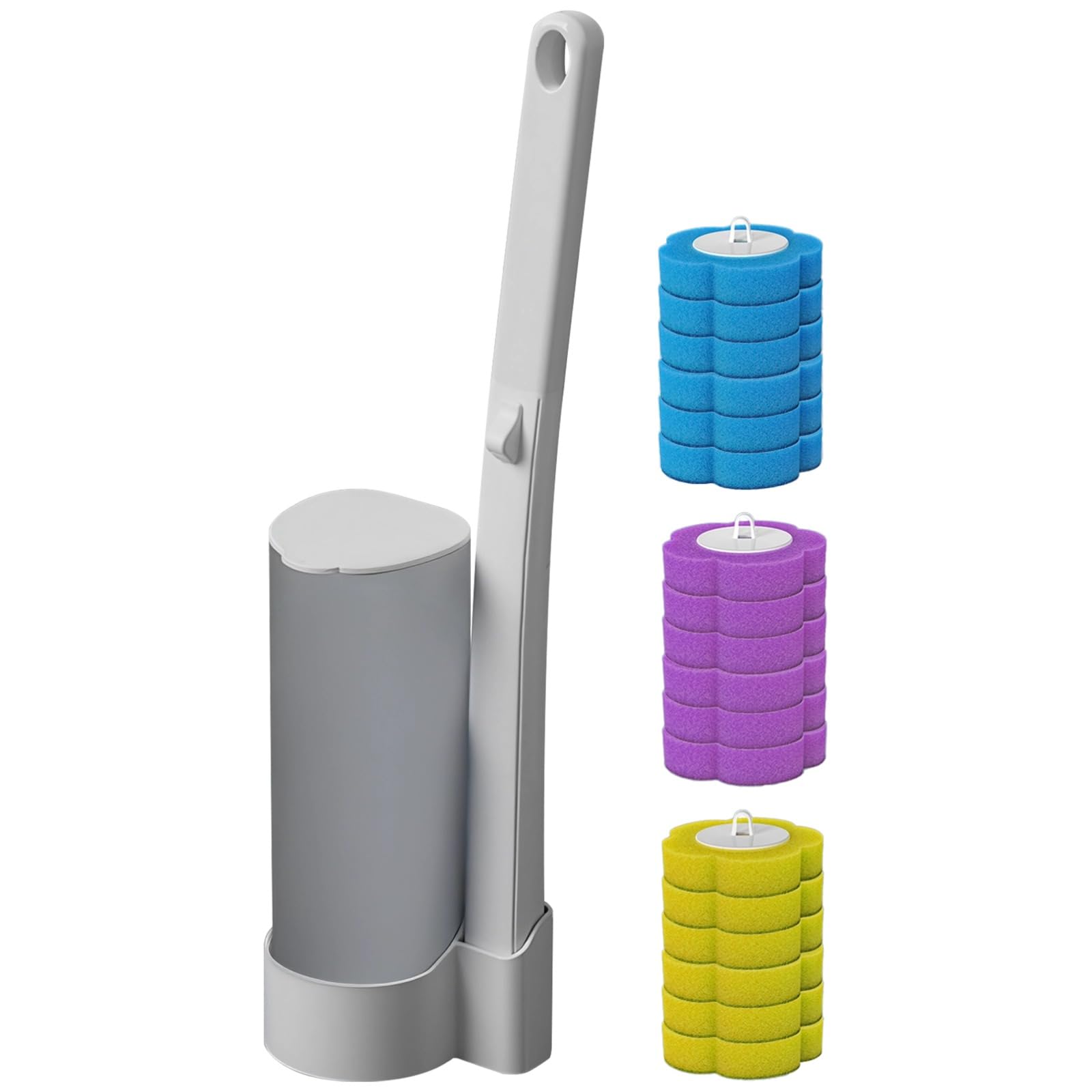 Kit brosse WC jetable avec 18 recharges parfum ocean et manche 40cm