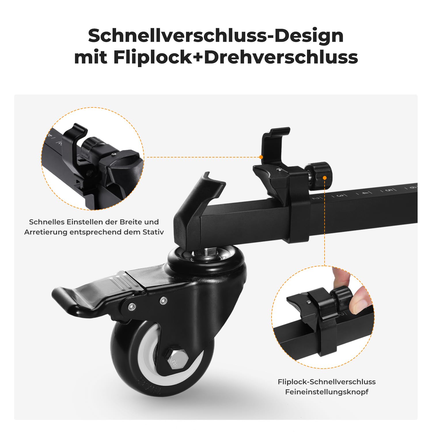 K&F Concept Aluminium Heavy Duty Stativ Dolly – Bild 3