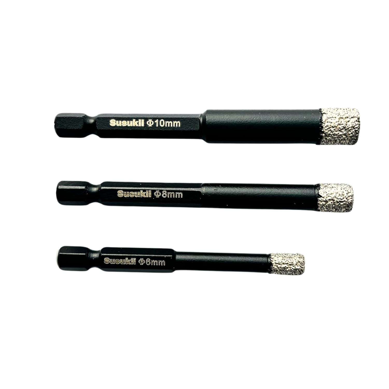 Dry Diamond Drilling Bit Set 3 Pcs Hex Shank Vacuum