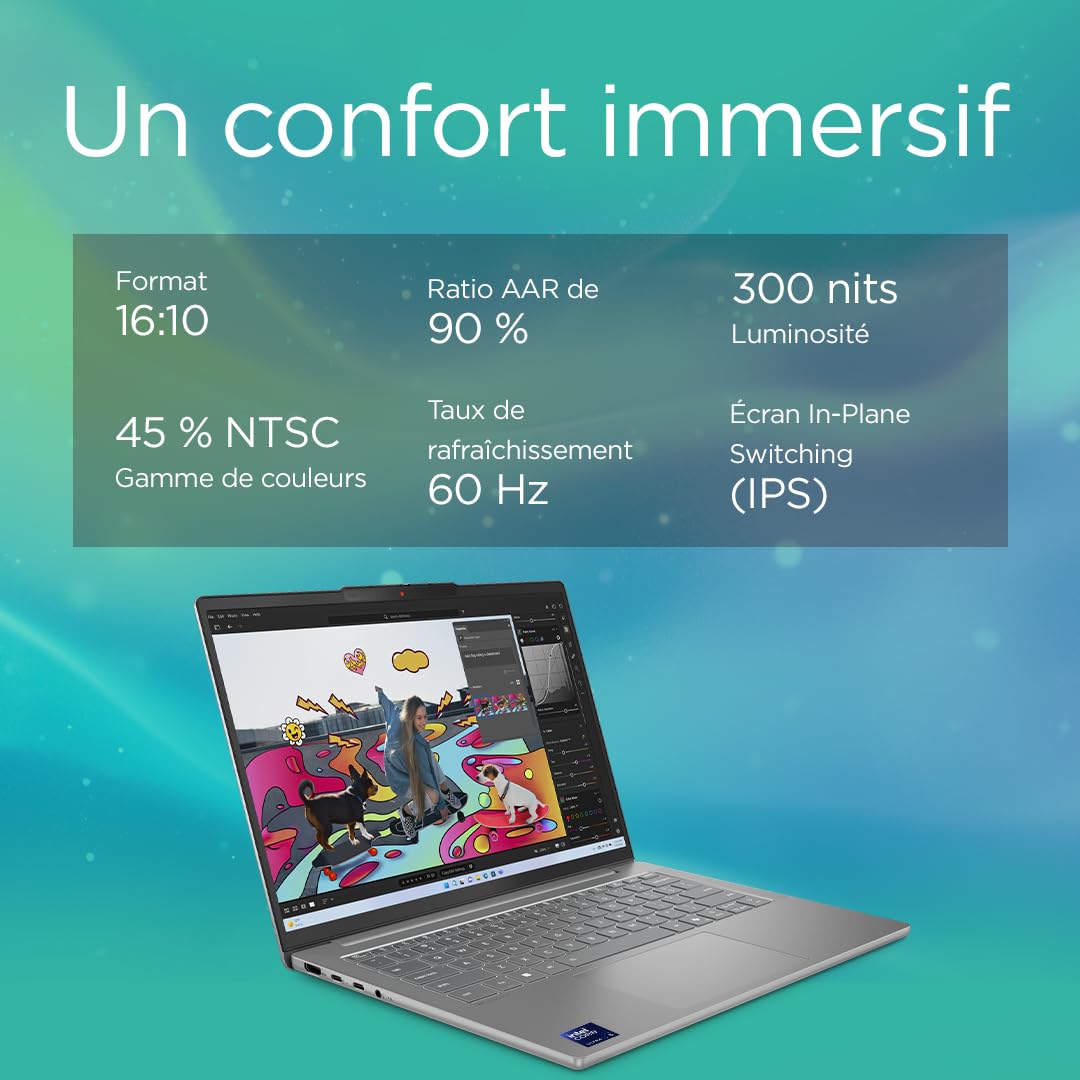 Lenovo IdeaPad Slim 5 14IMH10 - Ordinateur Portable 14'' WUXGA (Intel Core Ultra 5 135H, RAM 16Go, SSD 512Go, Windows 11 Home) Clavier AZERTY Français Non rétroéclairé - Gris