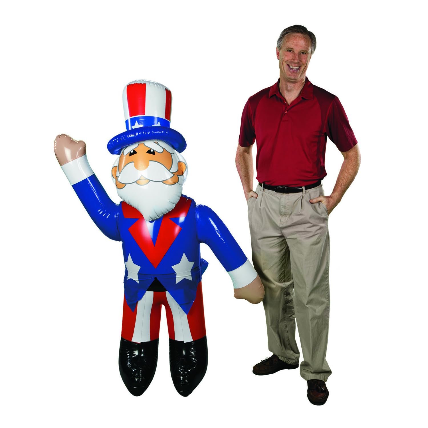 Fun Express 64" Jumbo Inflatable Uncle Sam - Giant 5+ Foot Patriotic Outdoor Decoration for 4th of July, Memorial Day & USA Themed Events | Durable Vinyl Construction with Easy Setup