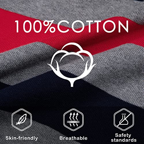 Image of BOBOYOYO Boys Sweaters 100% Cotton Cable Knit Kids Sweater Striped Pullover
