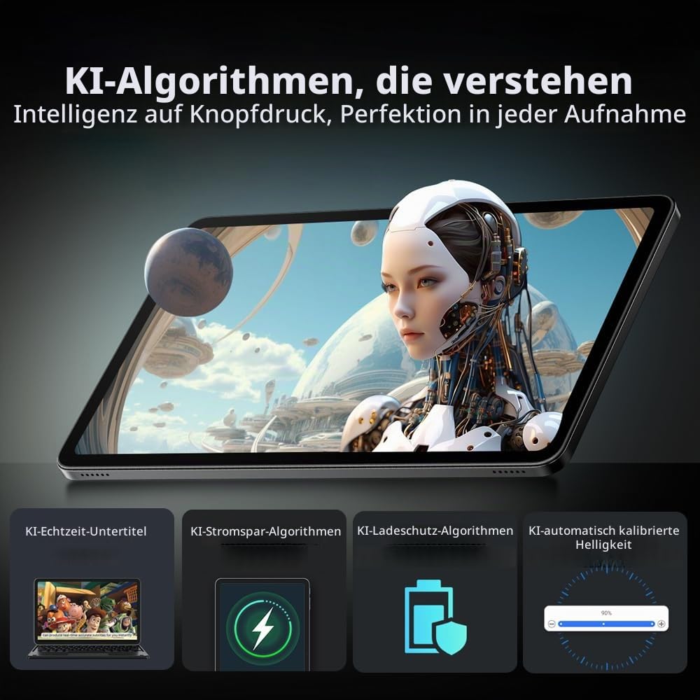 Blackview Mega 2 12 Zoll Tablet Android 15 Tablets, 24GB RAM+256GB ROM, 120Hz 2.4K FHD+ Gaming Tablet mit Tastatur Maus Stift Kopfhörer, 4G LTE+5G WiFi, 16MP+8MP, 9000mAh, PC Mode,OTG,FM,Hülle,Schwarz