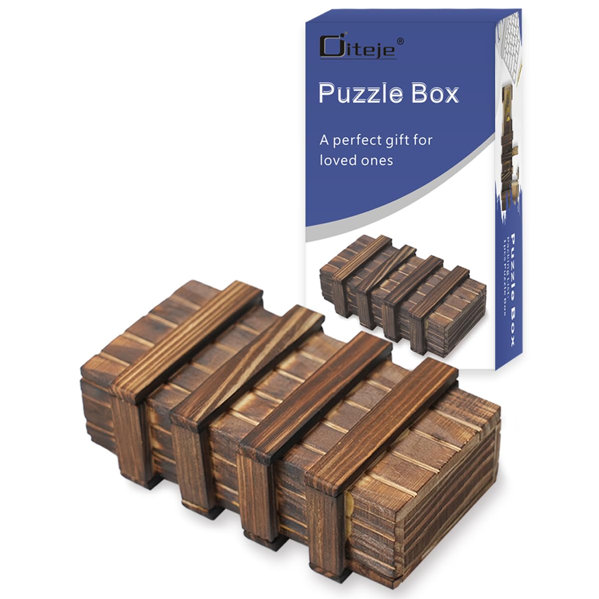 Diteje Puzzle Box Magic Wooden Box Puzzle Case Gift Card Holder with Secret Hidden Compartment for Adults and Kids : Toys & Games