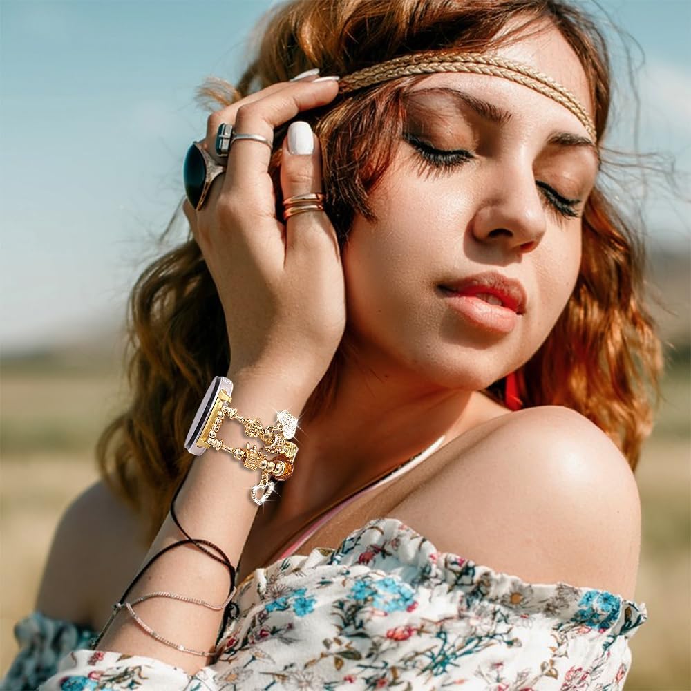 Gold Watch Bands Compatible with Samsung Galaxy Watch 8 40mm/44mm/Classic 46mm, Unique Charms Chain Strap Pandora Bracelet Wristband for Galaxy Watch 8 Classic 46mm Women - Image 6