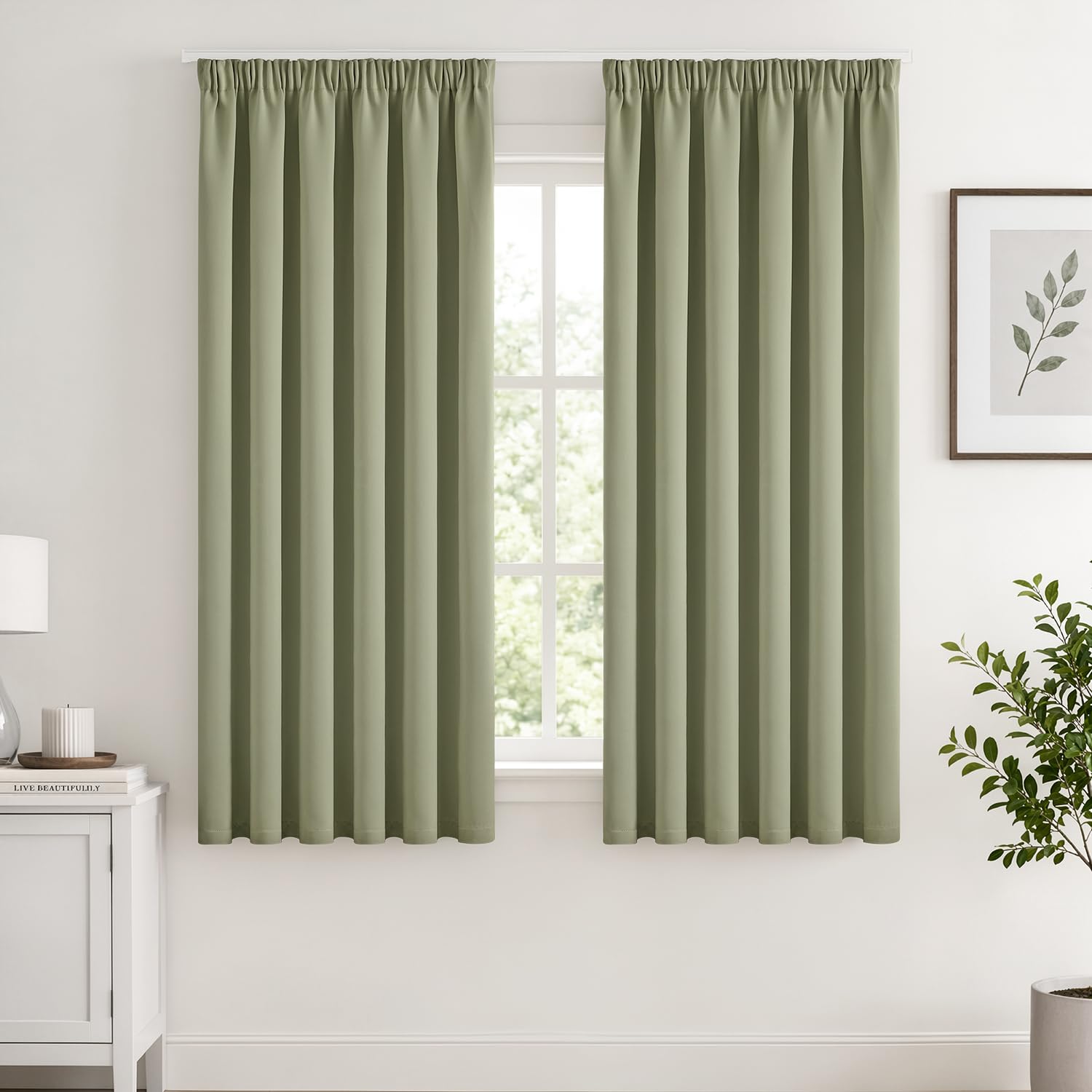 Woaboy Tenda oscurante termica fettuccia 2 pezzi L140xA175 Verde Salvia