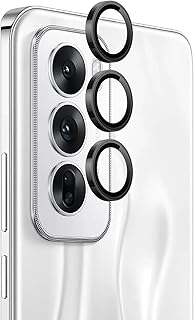 واقي عدسة الكاميرا مضاد للخدش معدني من الزجاج المقوى درجة صلابة 9 بحلقة فردية ، من ملحقات اوبو رينو 12 برو شبكة الجيل الخامس 5G ، مناسب لشاشة الحماية والجراب - (أسود) من دلع موبايلك