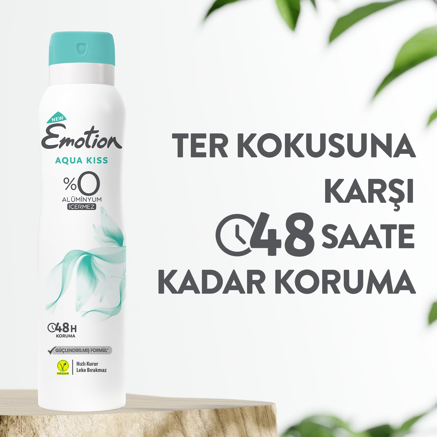 Emotion Aqua Kiss Kadın Vegan Deodorant 3X150 Ml Hızlı Kurur Leke Bırakmaz