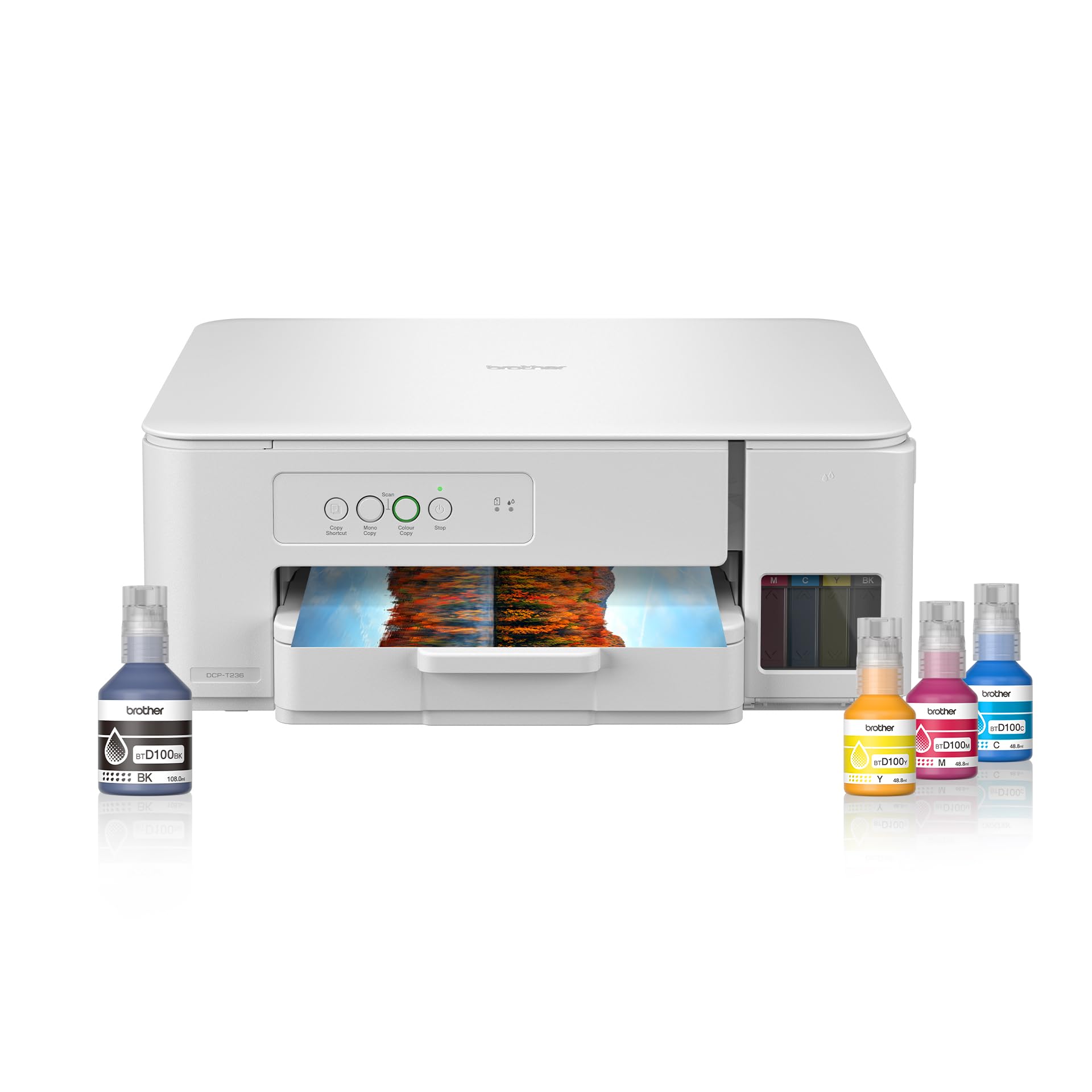 Brother Ink Tank DCP-T236 (New Launch) All in One (Print Scan Copy) Color Home Printer, 27/11 PPM BK/CL, 150 Sheet Paper Tray, Print Upto 7.5K Pages in Black & 5K in Color Each (CMY),Free Installation