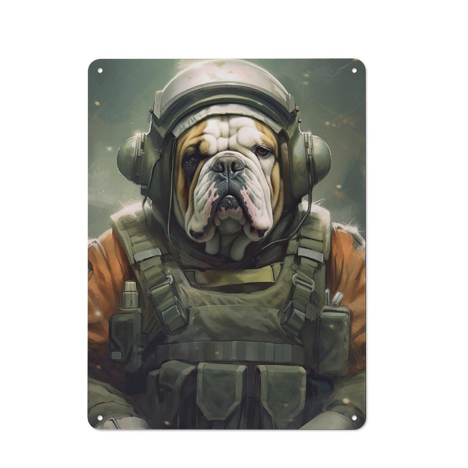 Junmoney English Bulldog Soldier Tin Sign 40X30cm With For Workshop Wall, Vintage Decor, For Metal Sign Collectors, For Garage And Workshop Walls