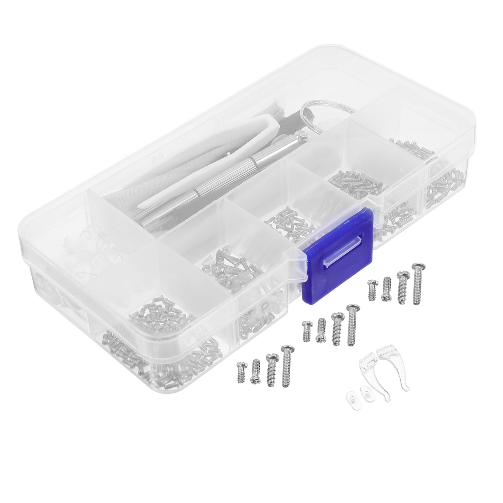 SEWOART Comprehensive Eyeglass Repair Kit 527pcs Assorted Screws Nose Pads Precision Screwdriver Tweezers