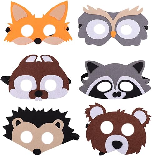 Miniatura 9 de Máscaras de animales de fieltro, 10 unidades, máscaras de animales de dibujos animados, suministros de fiesta de cosplay, máscaras de Halloween para