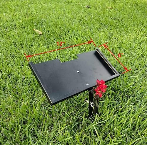 Memorial Stone Stand For Pets,Metal Cemetery Decoration Picture Holder,Personalized Grave Marker,Headstone,Tombstone Plaque Stake For Lost Loved One,Cat,Dog In Gragen,Graveyard (For 12″X6″ Stone)