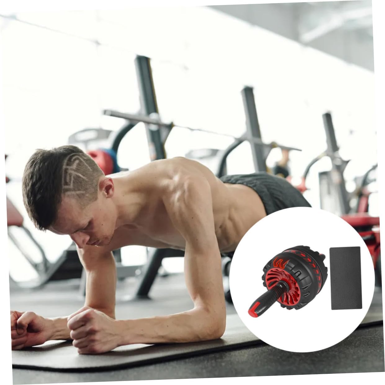 Ab Roller Wheel with Automatic Rebound, Fitness Exercise Wheel for Abdominal Workout, Silent Mute Design with Knee Pad, Home Gym Strength Training Equipment for Adults