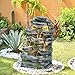 GIODIR Garden Fountains Outdoor, 7-Tiers Cascading Rock Water Fountain, 24.4
