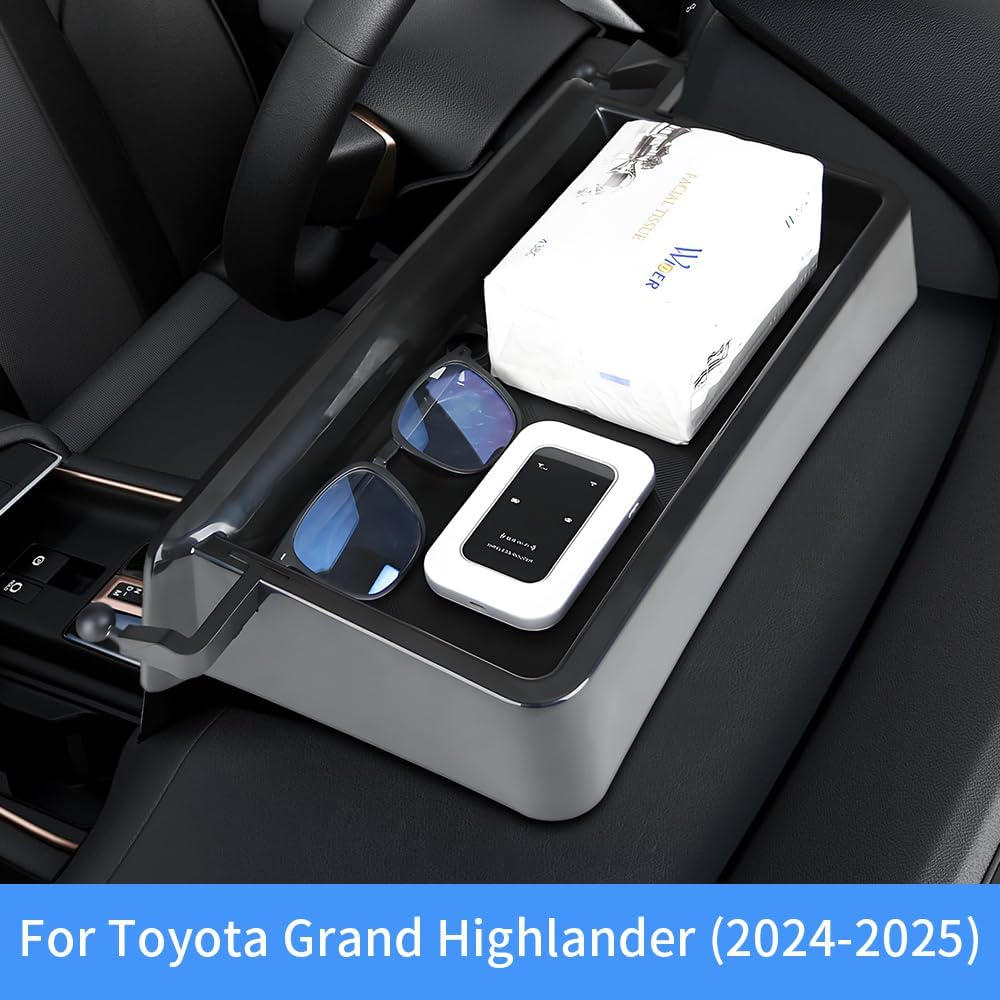 Car Phone Holder Mount Center Console Dash Organizer for Toyota Grand Highlander 2024 2025 2026 Accessories Navigation Screen Bracket Interior Decoration Mobile Cell with Dashboard hidden Storage Box