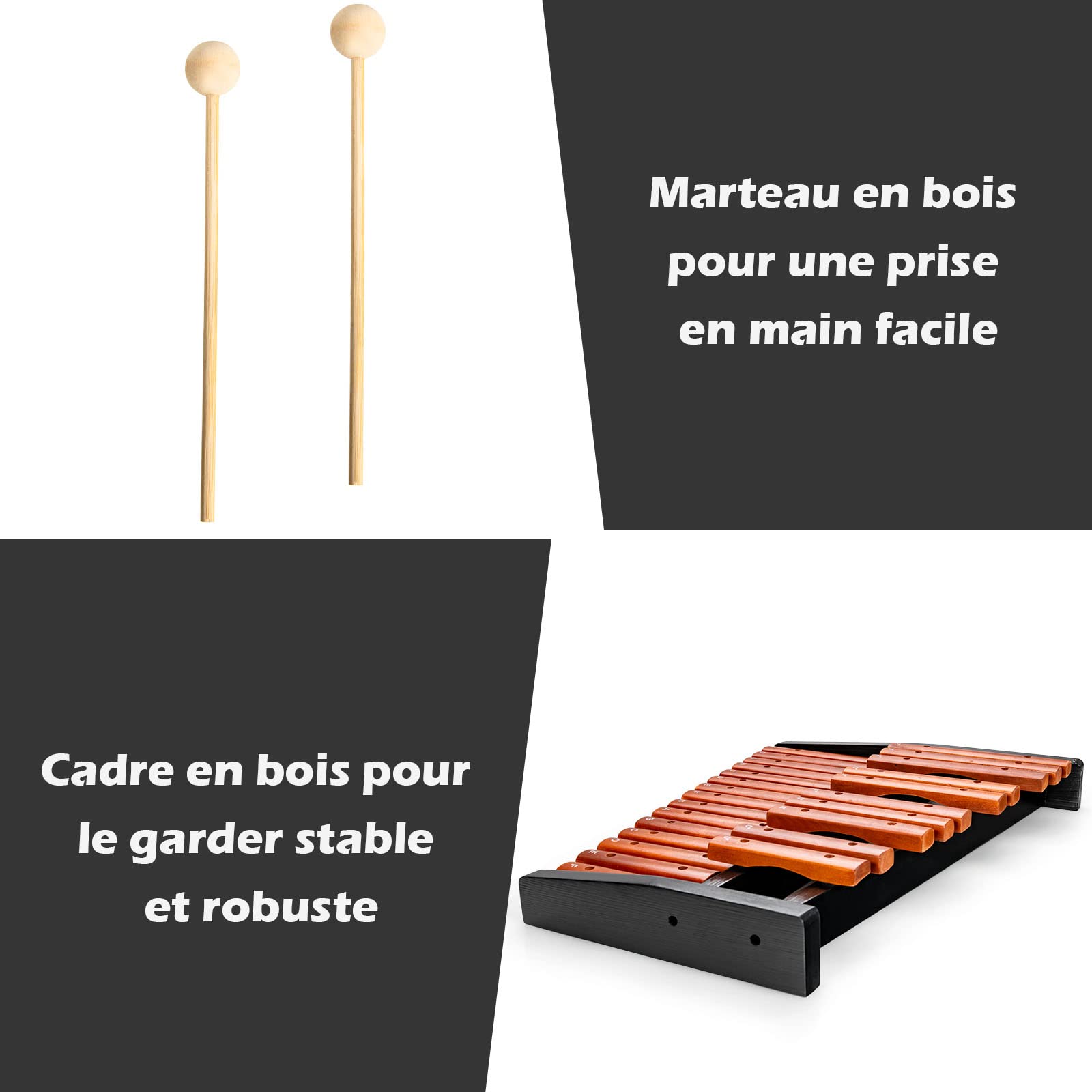 GOPLUS Xylophone de 25 Notes avec Touches en Bois, Xylophone avec 2 Maillets et Sac de Transport, Instrument Musical Portable avec Bonne Qualité de Sonore, pour Débutants, Professionnels