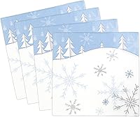 Vista 6 de Servilletas de Copo de Nieve, Servilletas Desechables de Papel para Almuerzo Navideño Decoraciones de Fiesta Temática de Nieve Azul, Servilleta