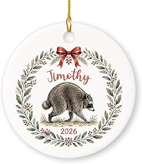 Jimothy the Raccoon Funny Christmas Ornament 2026 | Viral Seattle Raccoon Ceramic Keepsake Custom Ornaments Hanging Tree Decor Gift for Christmas Decoration Keepsake