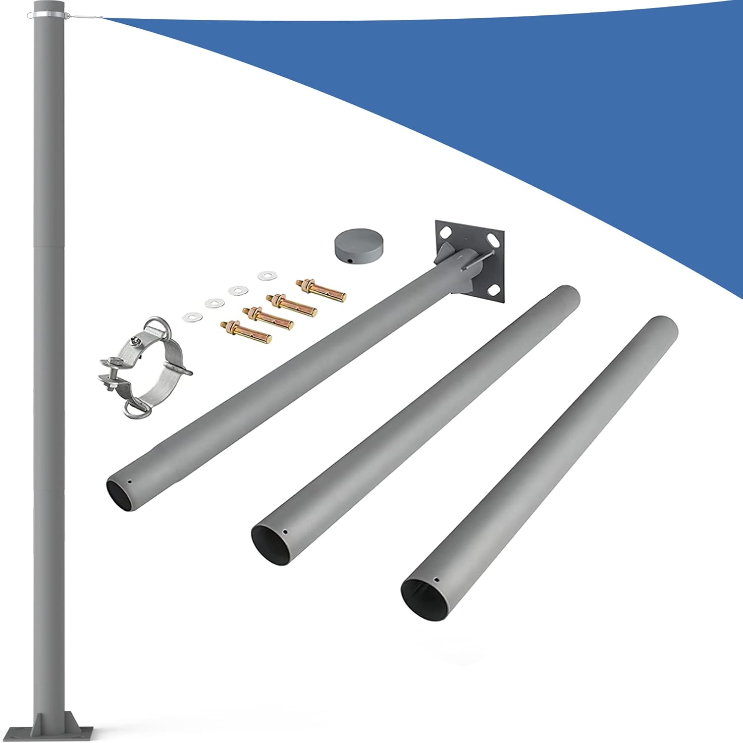 Kincubow Sun Shade Sail Poles, 10ft Sun Shade Poles 3" Diameter Steel