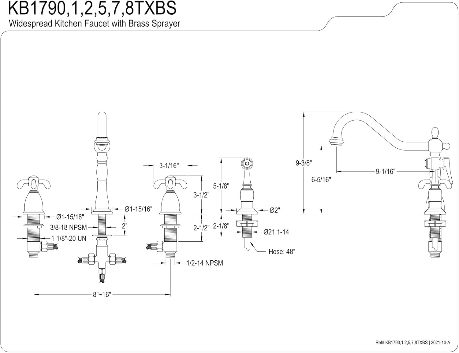 Amаzоn Crаzу 🔥 Dеаlѕ Kingston Brass KB1791TXBS French Country Widespread Kitchen Faucet with Brass Sprayer, Polished Chrome,8-1/4 inch Spout Reach