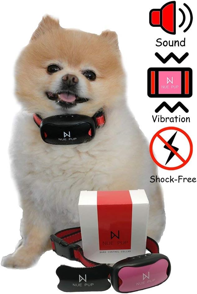 Nue Pup Upgraded Anti-Barking Device by Humane, NO SHOCK Training Device For Small, Medium & Large Breeds | 7 Adjustable Sensitivity Levels | No-Bark Collar With Sound & Vibration