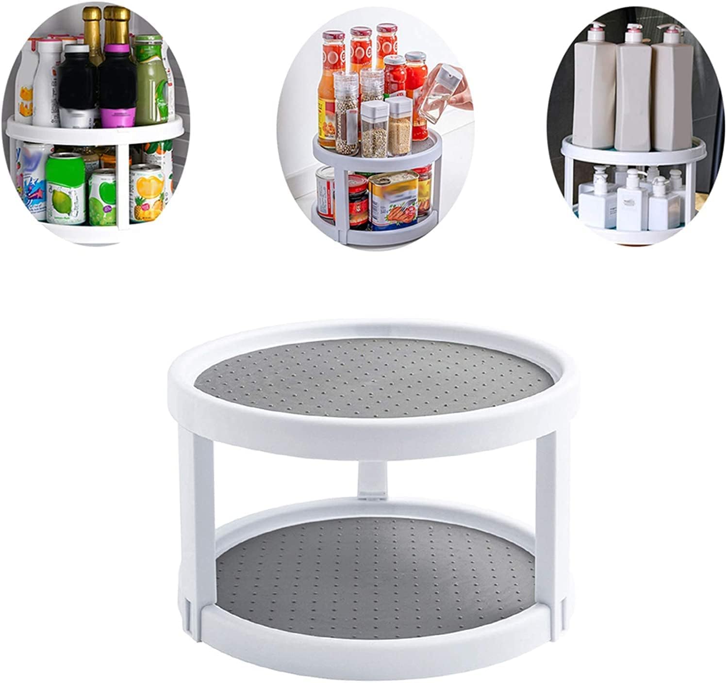 TARTAMYA 2-Layer 360° Rotating Organizer Tray Multi- Function Rotating Tray/Kitchen Organizer/Cosmetics Organize (White) 2024. 1